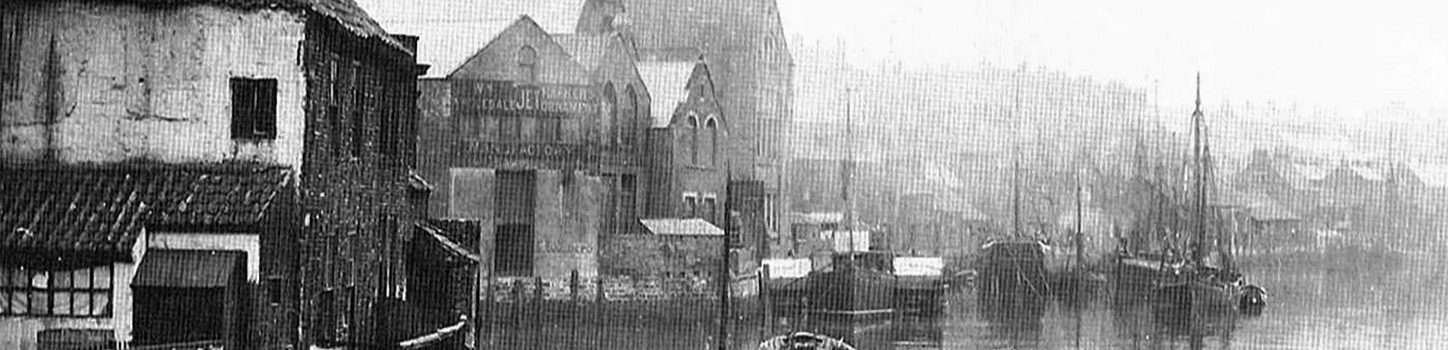 Victorian England - Whitby Jet Trade - Wm Harker's Jet Manufactory Premises Alders Waste, Church Street, Whitby, UK (centre left) , Yorkshire