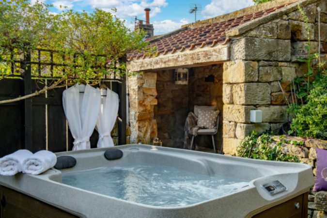 Holiday cottage with parking Whitby, holiday cottage with garden, cottage with EV Charger Sleights, Cottage with hot tub Whitby